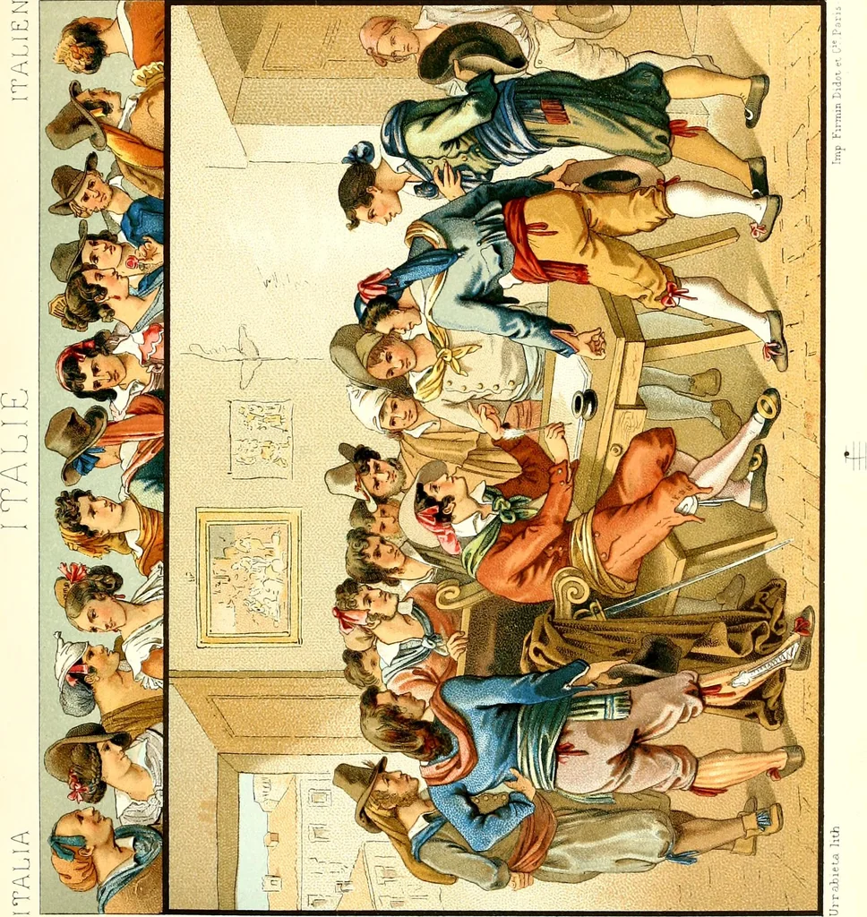 An illustration from Geschichte des kostüms in chronologischer entwicklung von A. Racinet, 1888, leaf 253