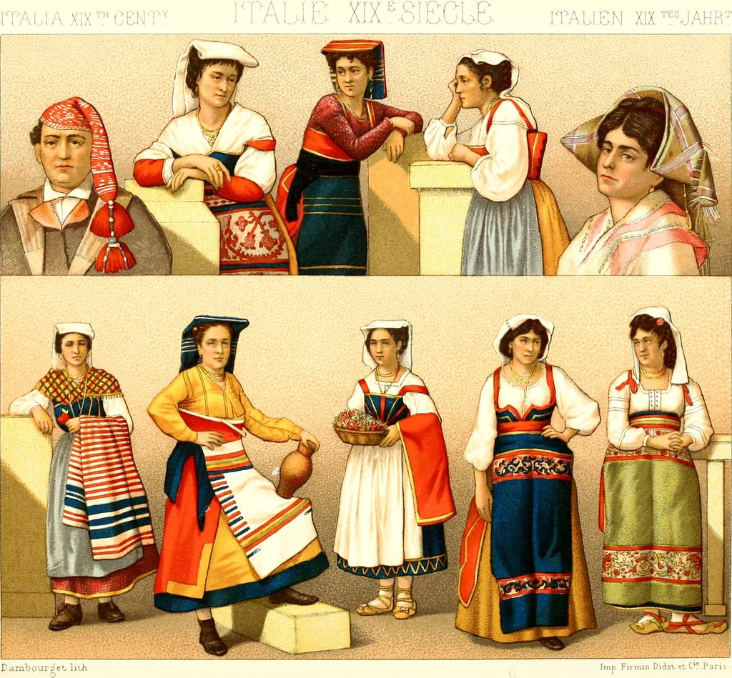 An illustration from Geschichte des kostüms in chronologischer entwicklung von A. Racinet, 1888, leaf 257