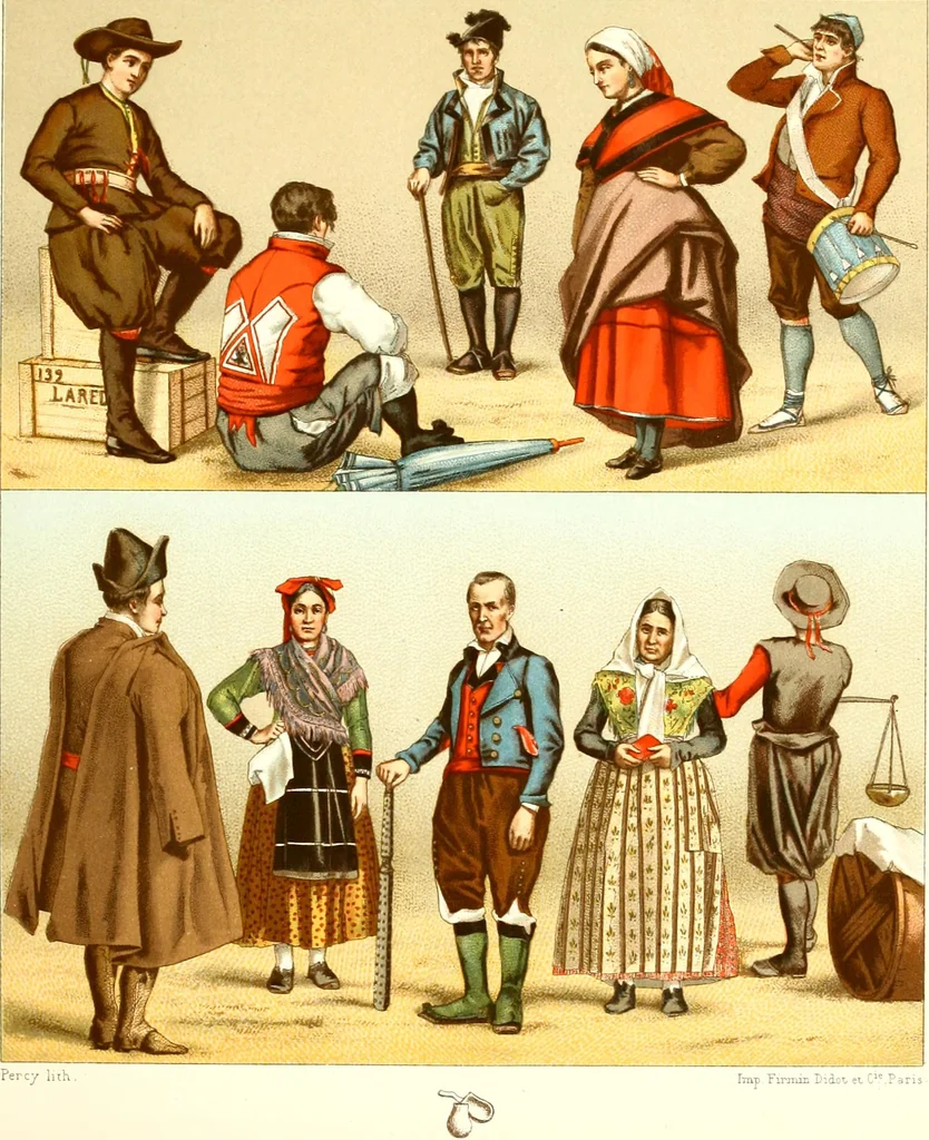 An illustration from Geschichte des kostüms in chronologischer entwicklung von A. Racinet, 1888, leaf 281