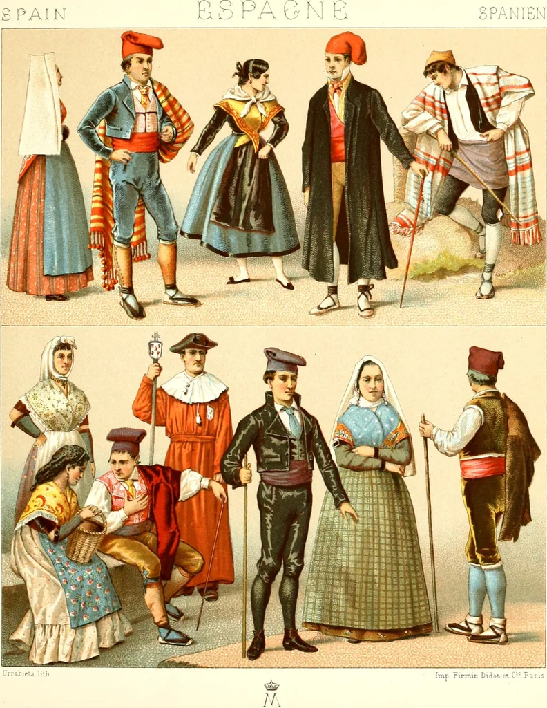 An illustration from Geschichte des kostüms in chronologischer entwicklung von A. Racinet, 1888, leaf 285