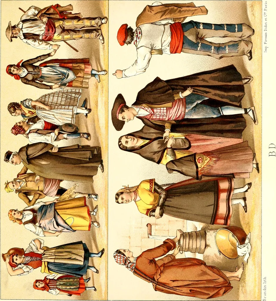An illustration from Geschichte des kostüms in chronologischer entwicklung von A. Racinet, 1888, leaf 289