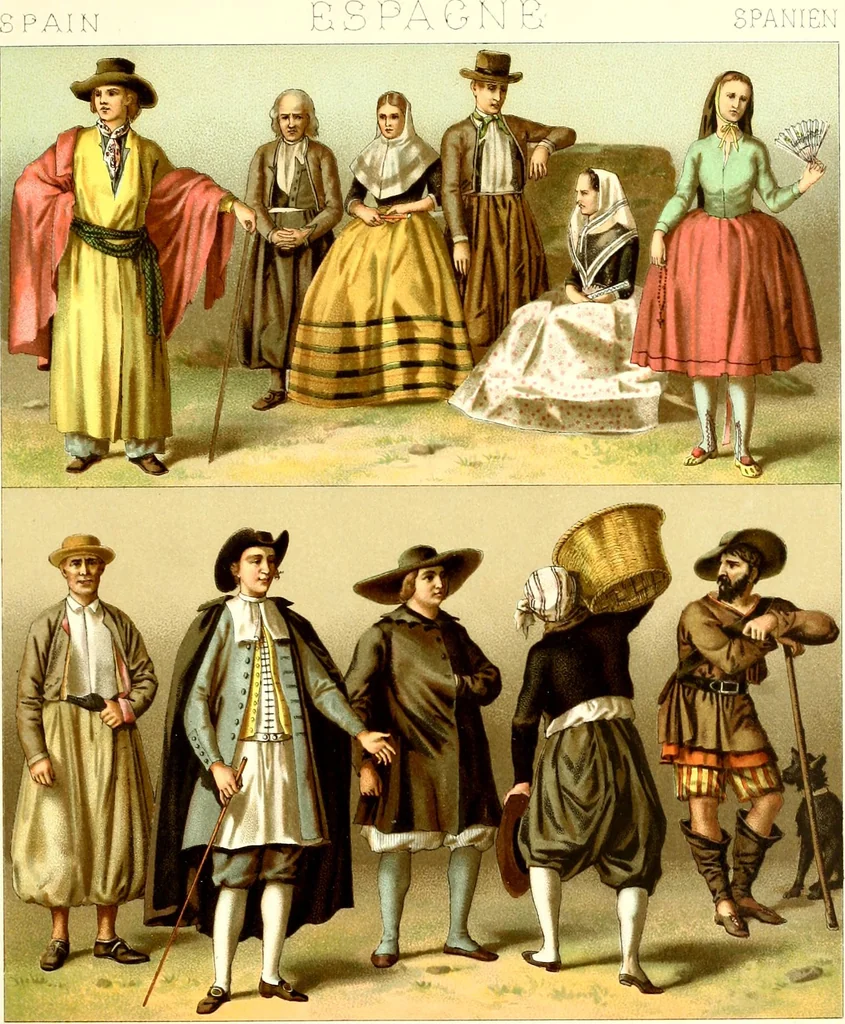 An illustration from Geschichte des kostüms in chronologischer entwicklung von A. Racinet, 1888, leaf 313