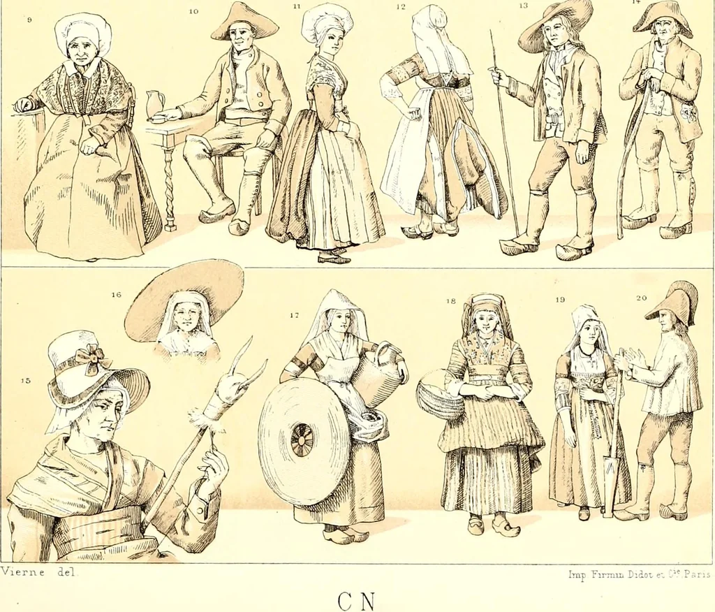 An illustration from Geschichte des kostüms in chronologischer entwicklung von A. Racinet, 1888, leaf 323