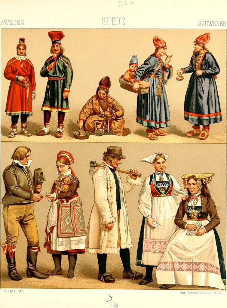An illustration from Geschichte des kostüms in chronologischer entwicklung von A. Racinet, 1888, leaf 57