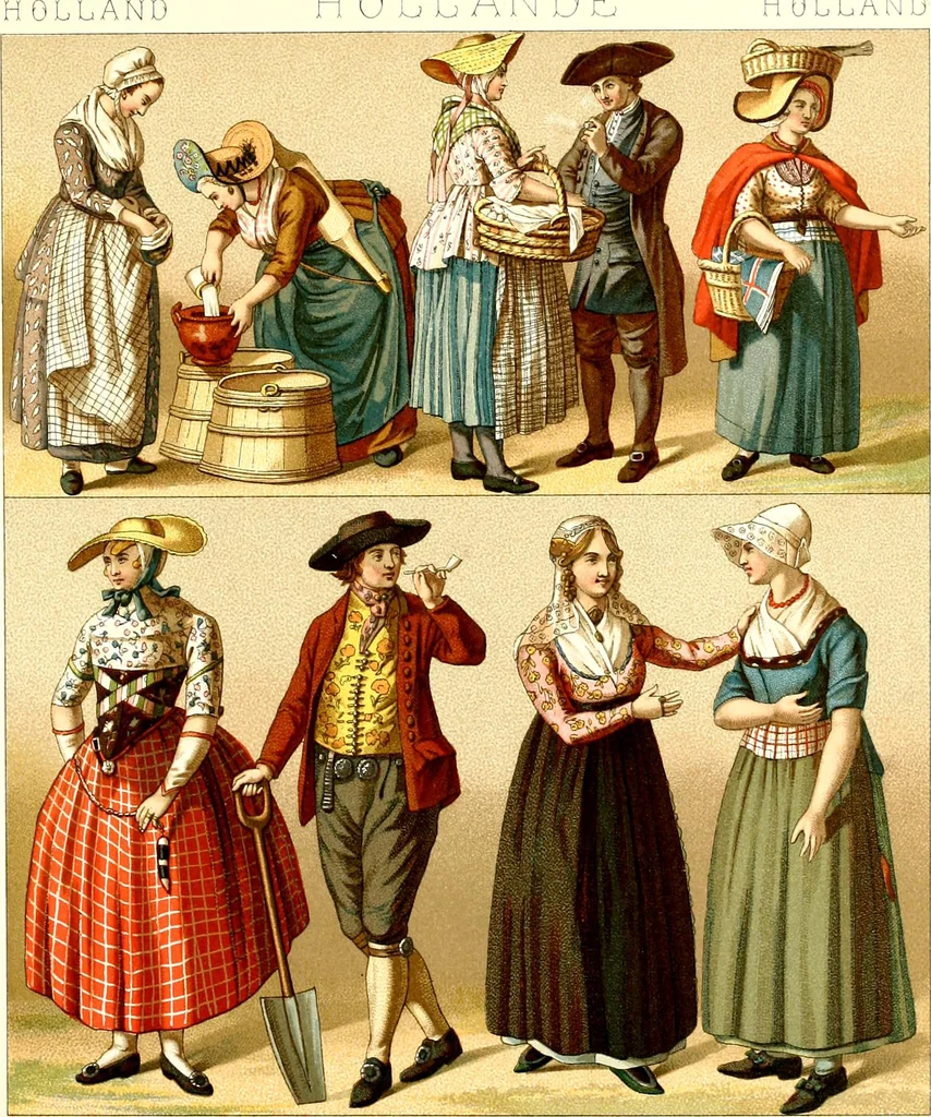 An illustration from Geschichte des kostüms in chronologischer entwicklung von A. Racinet, 1888, leaf 79