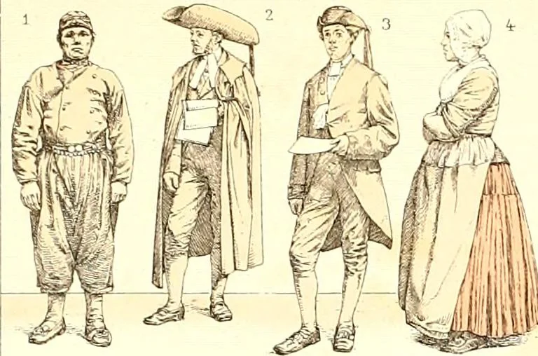 An illustration from Geschichte des kostüms in chronologischer entwicklung von A. Racinet, 1888, leaf 85
