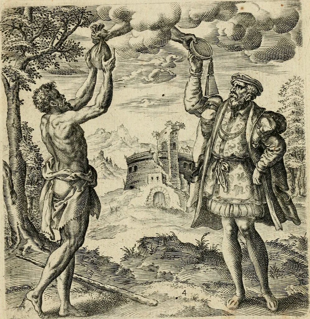 An illustration from Recht ghebruyck ende misbruyck, van tydlycke have : van rijckdom, nodruft en ghebreck ick beluyck t'onzaligh misbruyck, mettet zaligh ghebruyck, 1585, leaf 20