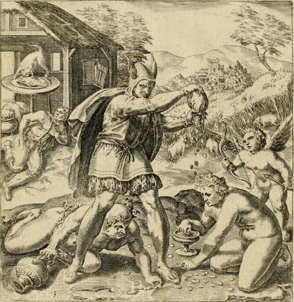 An illustration from Recht ghebruyck ende misbruyck, van tydlycke have : van rijckdom, nodruft en ghebreck ick beluyck t'onzaligh misbruyck, mettet zaligh ghebruyck, 1585, leaf 23