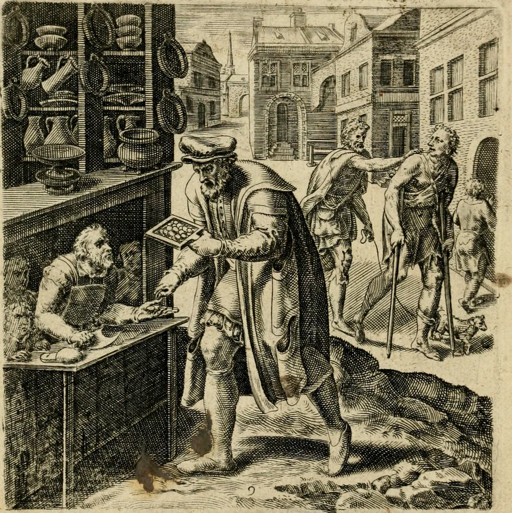 An illustration from Recht ghebruyck ende misbruyck, van tydlycke have : van rijckdom, nodruft en ghebreck ick beluyck t'onzaligh misbruyck, mettet zaligh ghebruyck, 1585, leaf 35