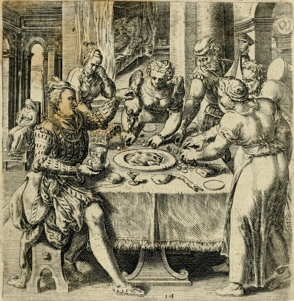 An illustration from Recht ghebruyck ende misbruyck, van tydlycke have : van rijckdom, nodruft en ghebreck ick beluyck t'onzaligh misbruyck, mettet zaligh ghebruyck, 1585, leaf 50