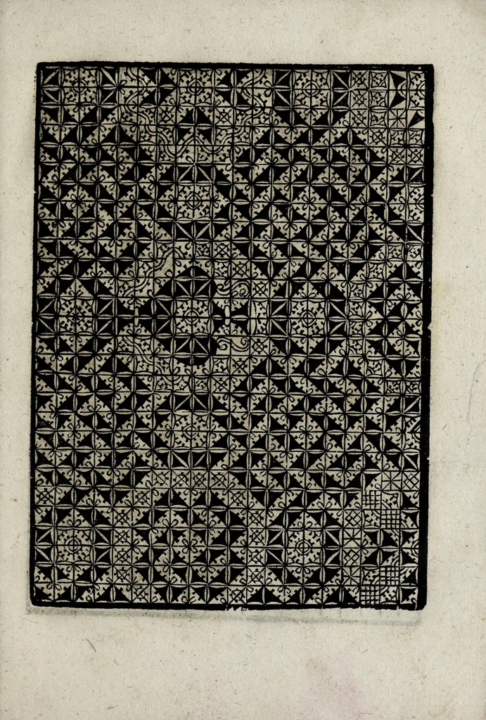 An illustration from Giardineto novo di punti tagliati et gropposi per exercito & ornamento delle donne, 1551, leaf 33