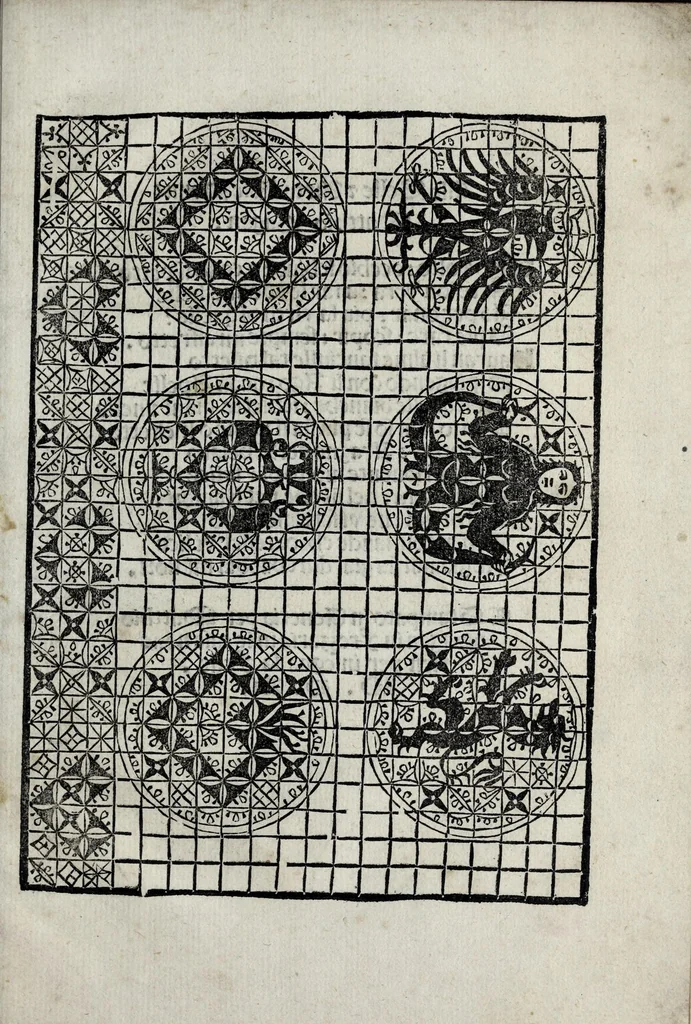 An illustration from Giardineto novo di punti tagliati et gropposi per exercito & ornamento delle donne, 1551, leaf 53