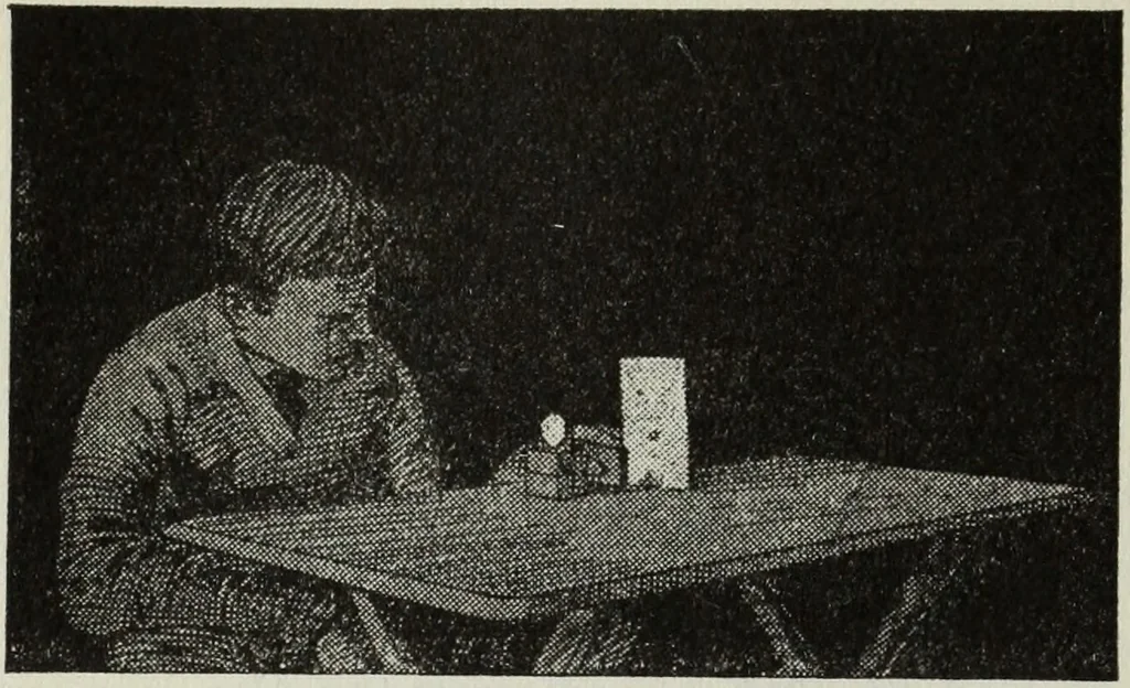 An illustration from Gilbert light experiments for boys, 1920, leaf 107