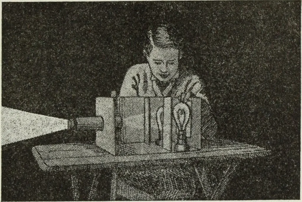An illustration from Gilbert light experiments for boys, 1920, leaf 122