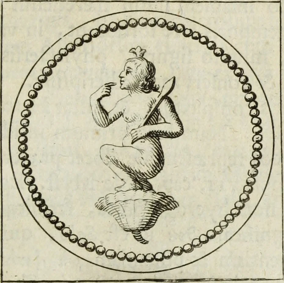 An illustration from Gisb. Cuperi Harpocrates, sive, Explicatio imagunculae argenteae perantiquae, quae in figuram Harpocratis formata representat solem : ejusdem Monumenta antiqua inedita ... ; accedit Stephani Le Moine Epistola de Melanophoris, 1687, leaf 18