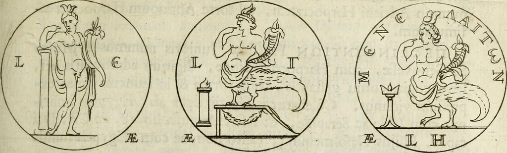 An illustration from Gisb. Cuperi Harpocrates, sive, Explicatio imagunculae argenteae perantiquae, quae in figuram Harpocratis formata representat solem : ejusdem Monumenta antiqua inedita ... ; accedit Stephani Le Moine Epistola de Melanophoris, 1687, leaf 182