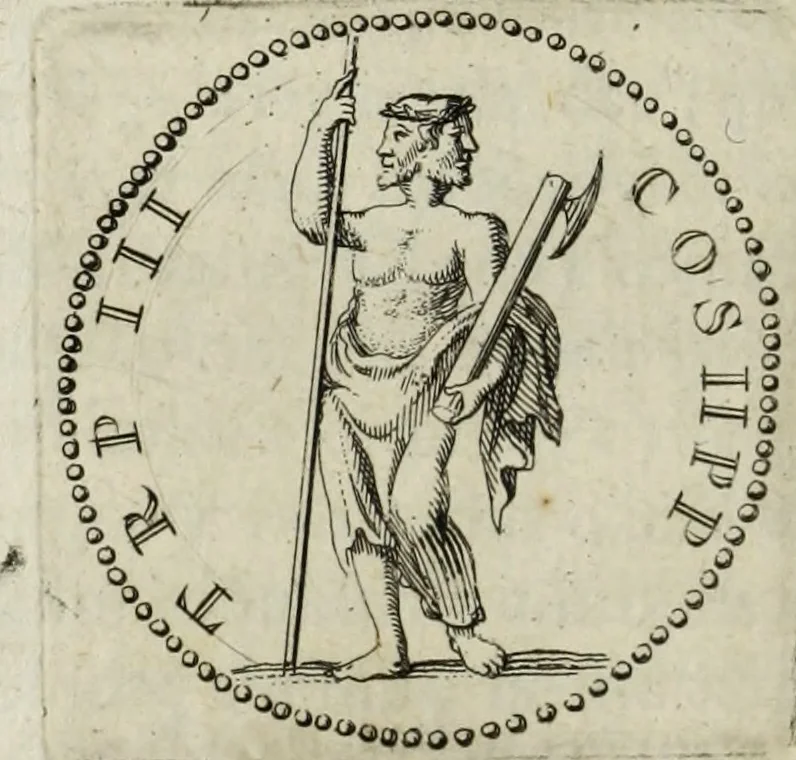 An illustration from Gisb. Cuperi Harpocrates, sive, Explicatio imagunculae argenteae perantiquae, quae in figuram Harpocratis formata representat solem : ejusdem Monumenta antiqua inedita ... ; accedit Stephani Le Moine Epistola de Melanophoris, 1687, leaf 223