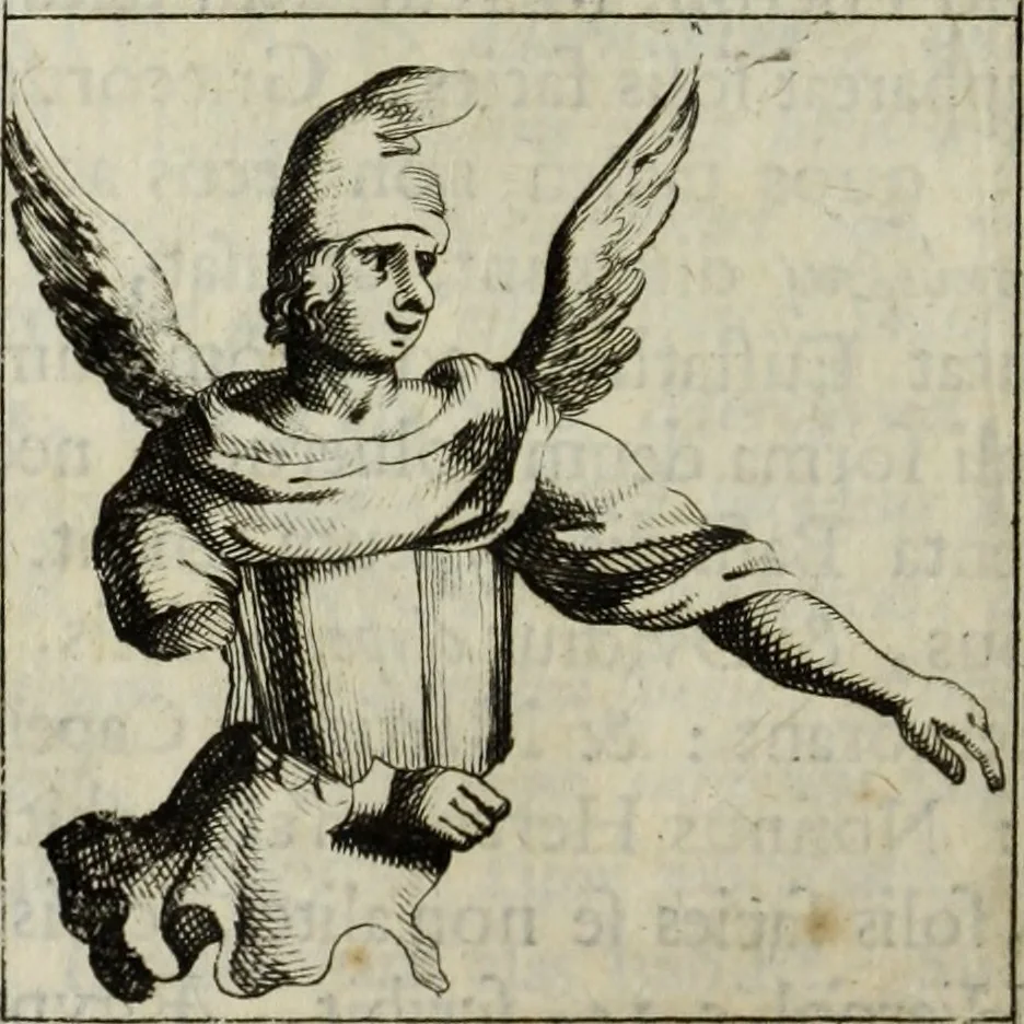 An illustration from Gisb. Cuperi Harpocrates, sive, Explicatio imagunculae argenteae perantiquae, quae in figuram Harpocratis formata representat solem : ejusdem Monumenta antiqua inedita ... ; accedit Stephani Le Moine Epistola de Melanophoris, 1687, leaf 45