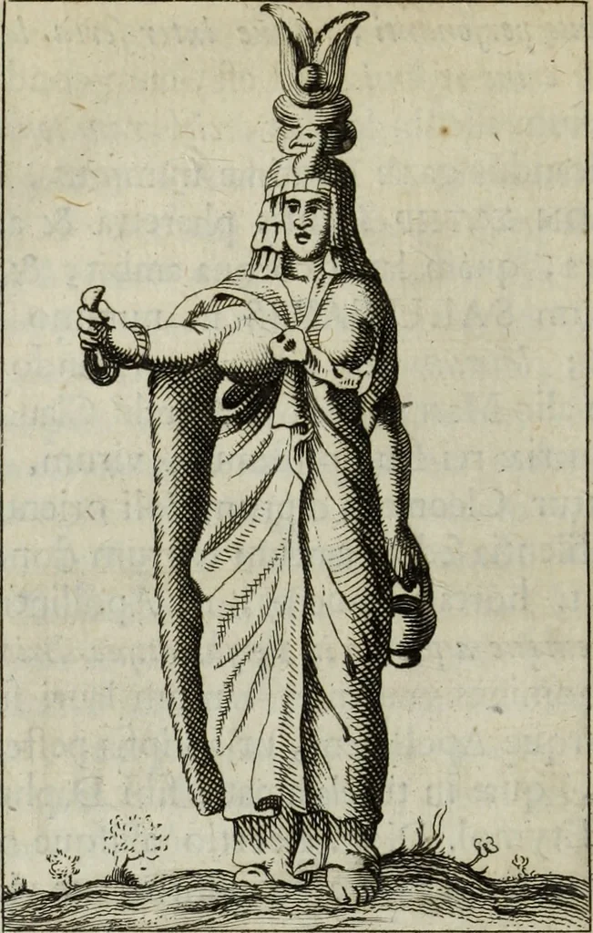 An illustration from Gisb. Cuperi Harpocrates, sive, Explicatio imagunculae argenteae perantiquae, quae in figuram Harpocratis formata representat solem : ejusdem Monumenta antiqua inedita ... ; accedit Stephani Le Moine Epistola de Melanophoris, 1687, leaf 57