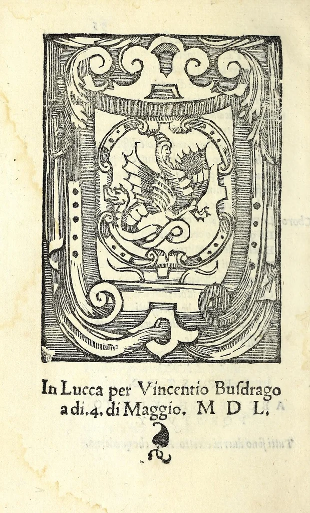 An illustration from Givditio sopra la tragedia di Canace & Macareo : con molte utili considerationi circa l'arte tragica, et di altri poemi : con la tragedia appresso, 1550, leaf 196