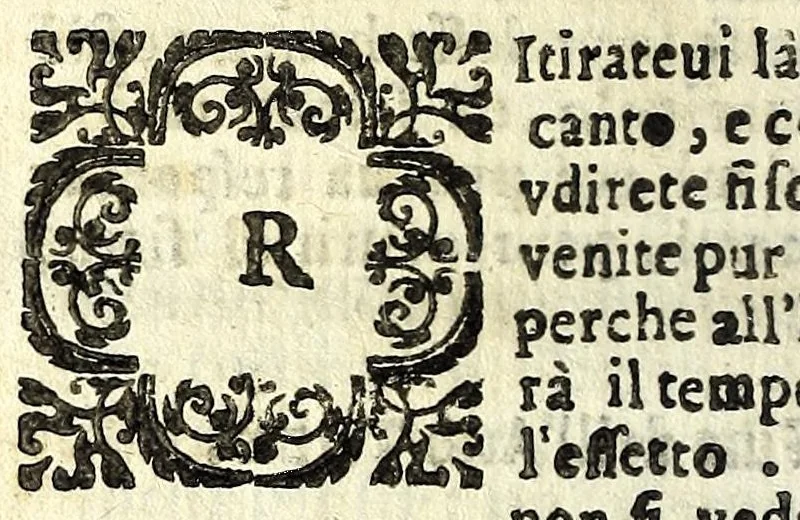 An illustration from Gl'amanti schiavi : comedia ridicolosa, o piutosto, capriccioso chriribizzo, 1631, leaf 106