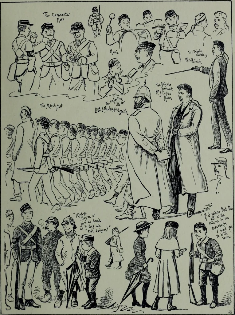 An illustration from Glasgow men and women, their children and some strangers within their gates : a selection from the sketches of Twym / by A.S. Boyd, 1905, leaf 128