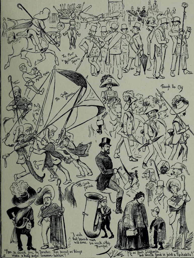 An illustration from Glasgow men and women, their children and some strangers within their gates : a selection from the sketches of Twym / by A.S. Boyd, 1905, leaf 148