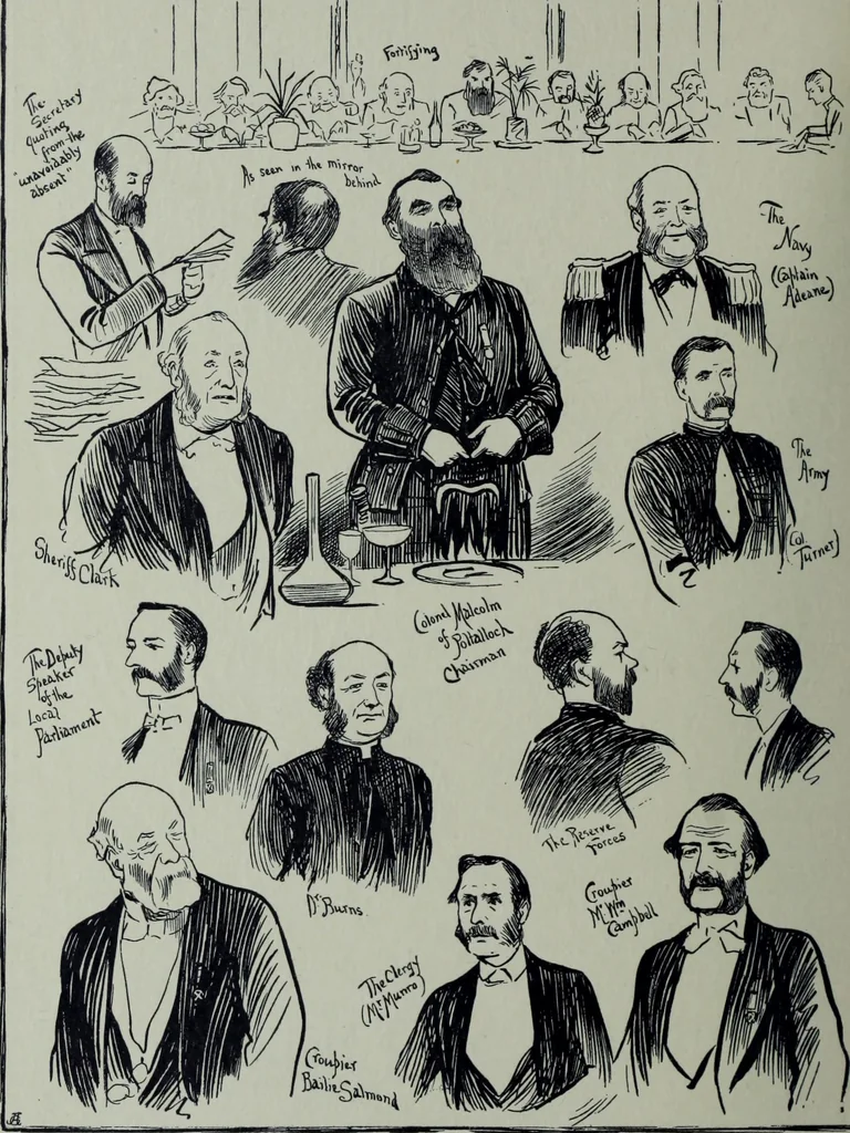 An illustration from Glasgow men and women, their children and some strangers within their gates : a selection from the sketches of Twym / by A.S. Boyd, 1905, leaf 149