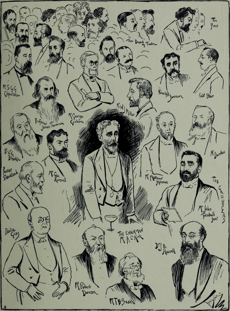 An illustration from Glasgow men and women, their children and some strangers within their gates : a selection from the sketches of Twym / by A.S. Boyd, 1905, leaf 156