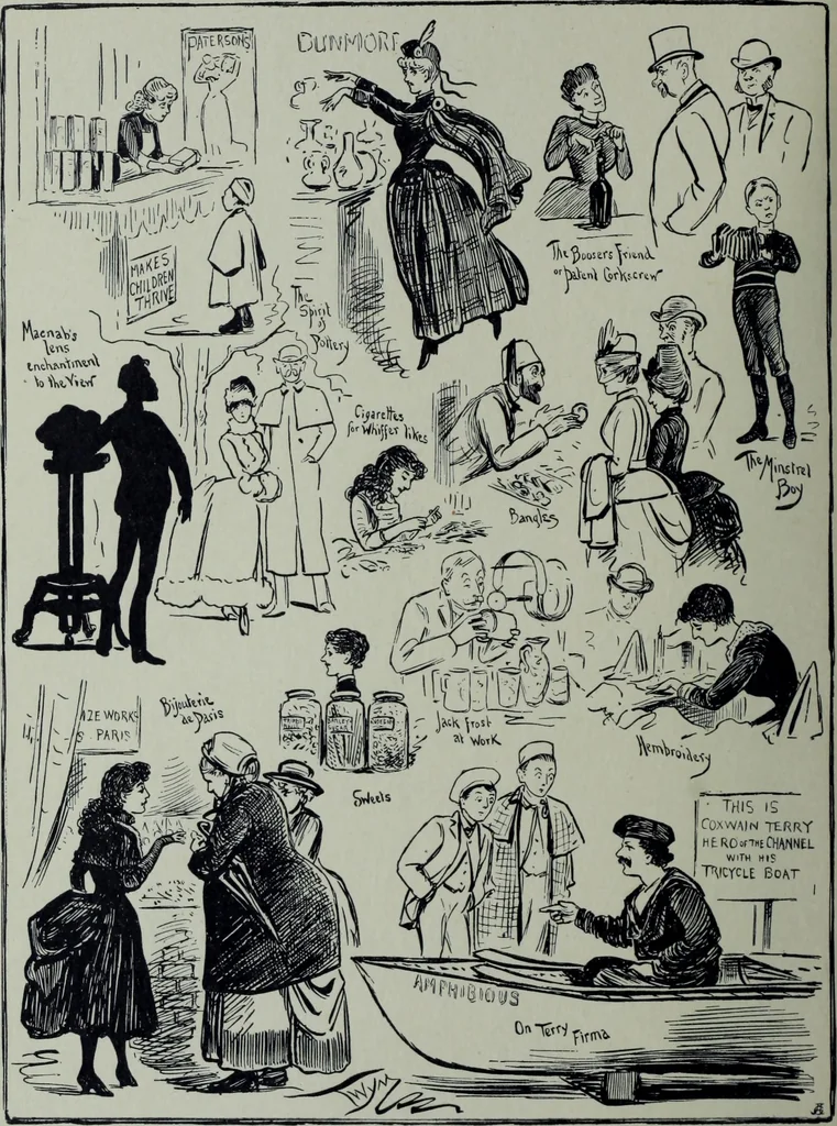 An illustration from Glasgow men and women, their children and some strangers within their gates : a selection from the sketches of Twym / by A.S. Boyd, 1905, leaf 157