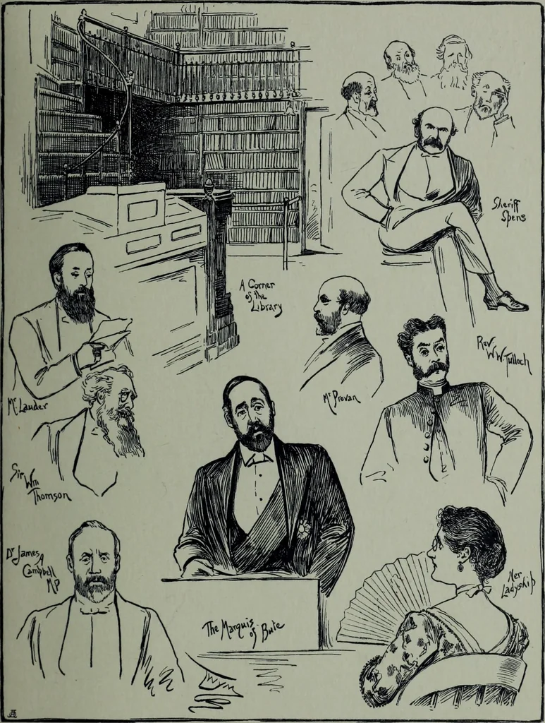An illustration from Glasgow men and women, their children and some strangers within their gates : a selection from the sketches of Twym / by A.S. Boyd, 1905, leaf 160