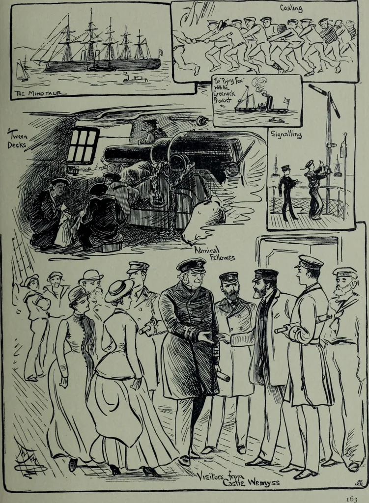 An illustration from Glasgow men and women, their children and some strangers within their gates : a selection from the sketches of Twym / by A.S. Boyd, 1905, leaf 168