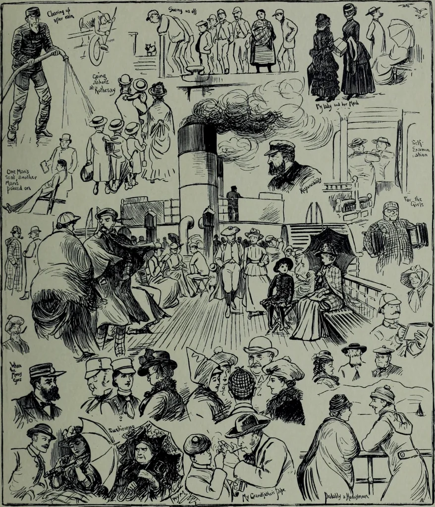 An illustration from Glasgow men and women, their children and some strangers within their gates : a selection from the sketches of Twym / by A.S. Boyd, 1905, leaf 188
