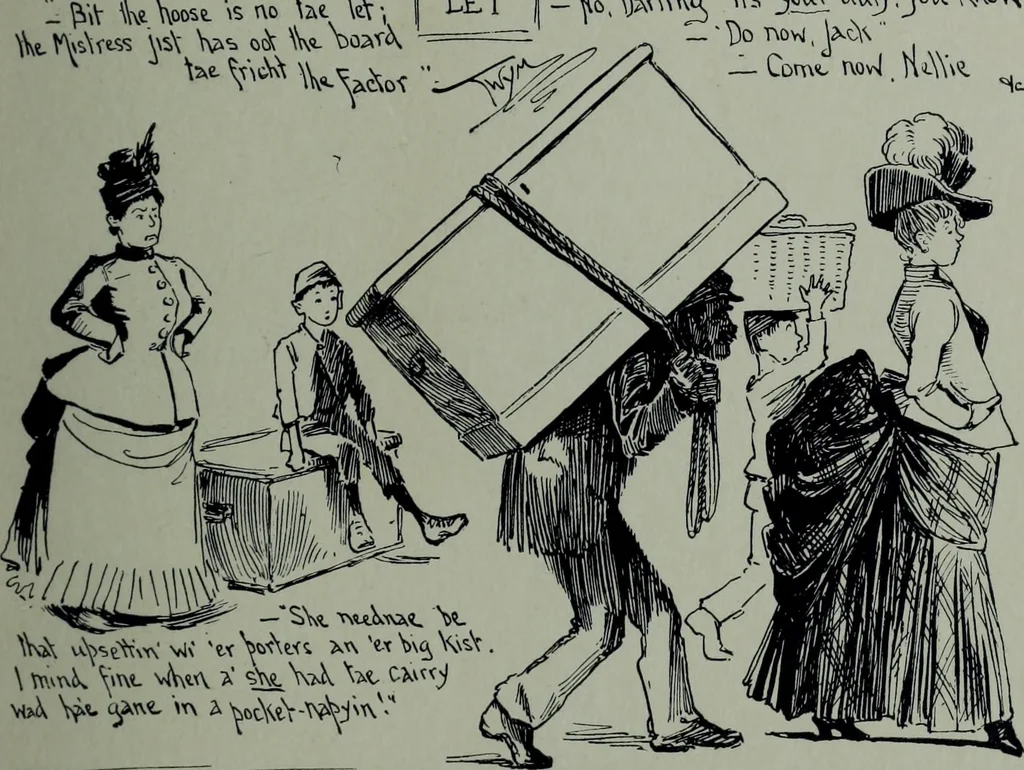 An illustration from Glasgow men and women, their children and some strangers within their gates : a selection from the sketches of Twym / by A.S. Boyd, 1905, leaf 196