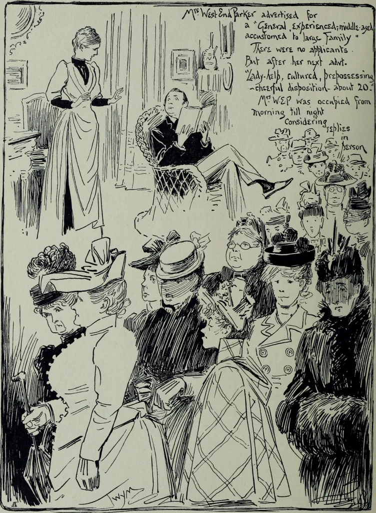 An illustration from Glasgow men and women, their children and some strangers within their gates : a selection from the sketches of Twym / by A.S. Boyd, 1905, leaf 197