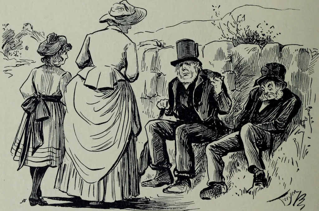 An illustration from Glasgow men and women, their children and some strangers within their gates : a selection from the sketches of Twym / by A.S. Boyd, 1905, leaf 201