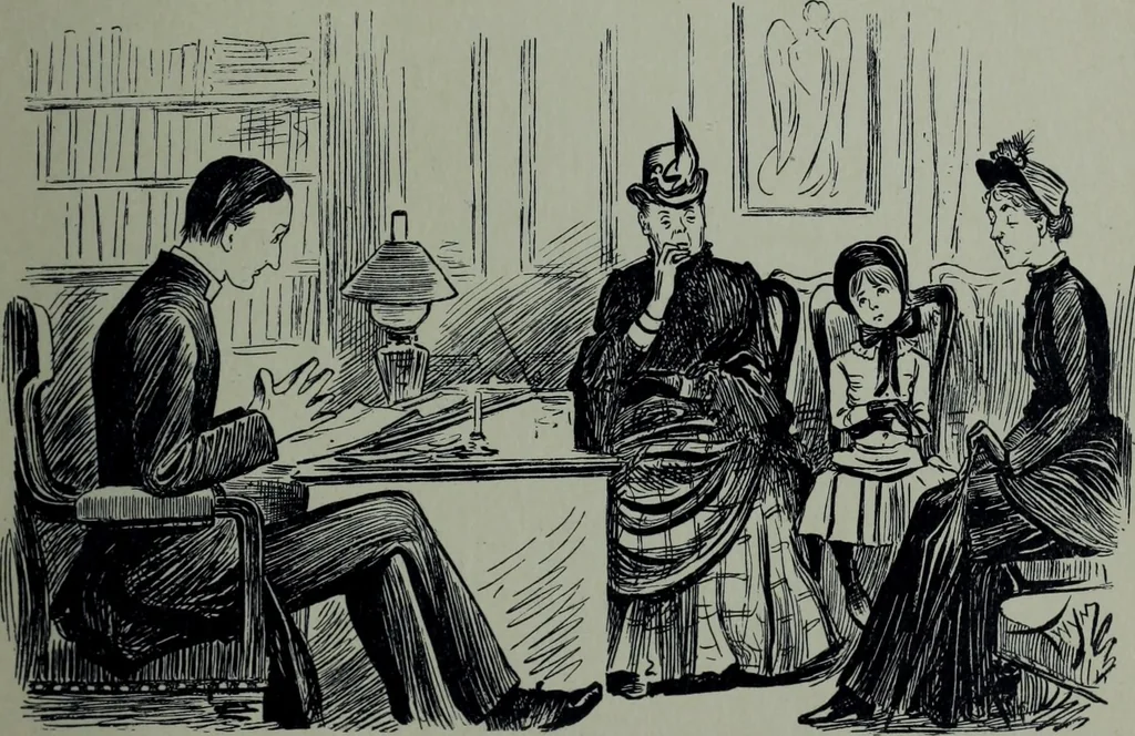 An illustration from Glasgow men and women, their children and some strangers within their gates : a selection from the sketches of Twym / by A.S. Boyd, 1905, leaf 204
