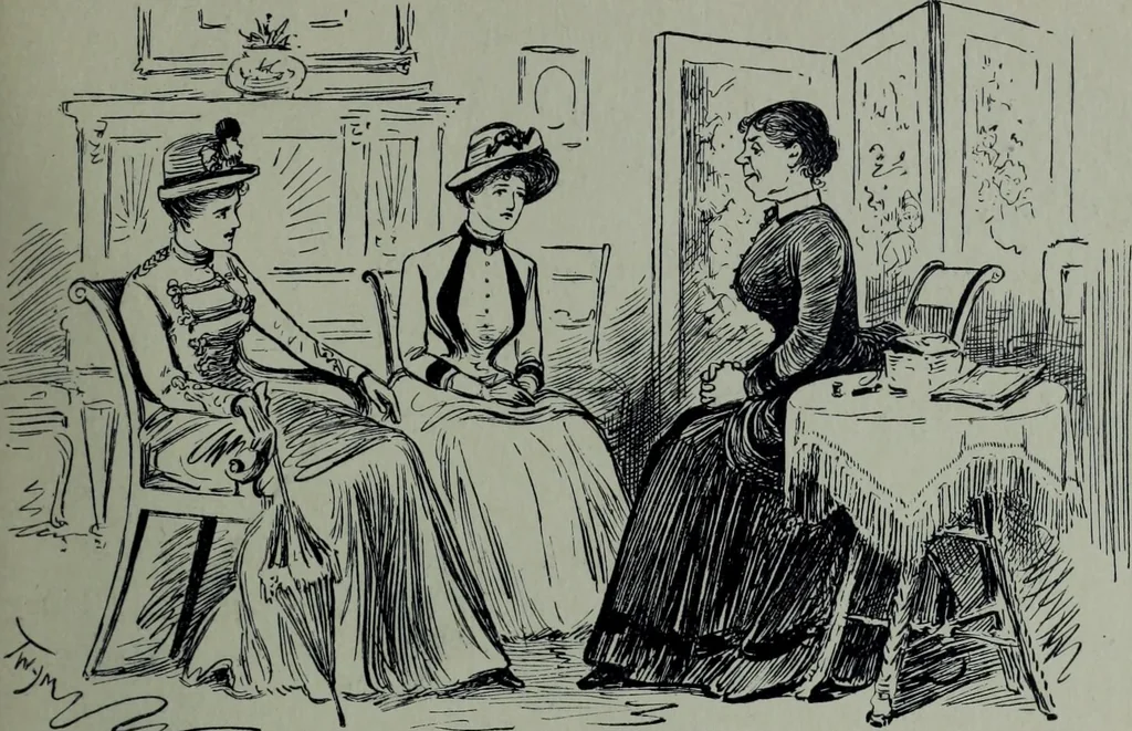 An illustration from Glasgow men and women, their children and some strangers within their gates : a selection from the sketches of Twym / by A.S. Boyd, 1905, leaf 212
