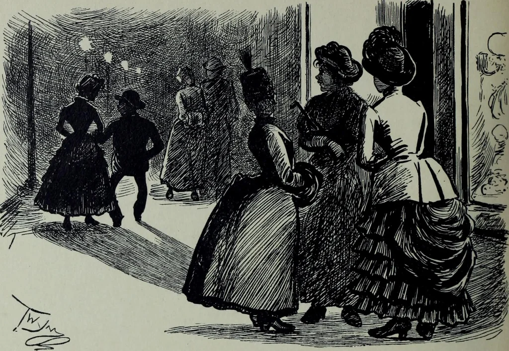 An illustration from Glasgow men and women, their children and some strangers within their gates : a selection from the sketches of Twym / by A.S. Boyd, 1905, leaf 213