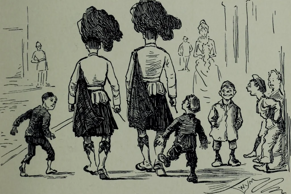 An illustration from Glasgow men and women, their children and some strangers within their gates : a selection from the sketches of Twym / by A.S. Boyd, 1905, leaf 216