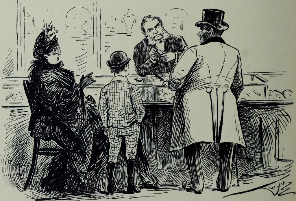 An illustration from Glasgow men and women, their children and some strangers within their gates : a selection from the sketches of Twym / by A.S. Boyd, 1905, leaf 217