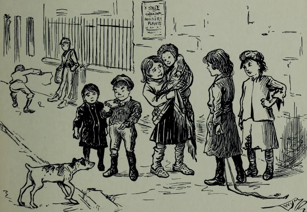 An illustration from Glasgow men and women, their children and some strangers within their gates : a selection from the sketches of Twym / by A.S. Boyd, 1905, leaf 224