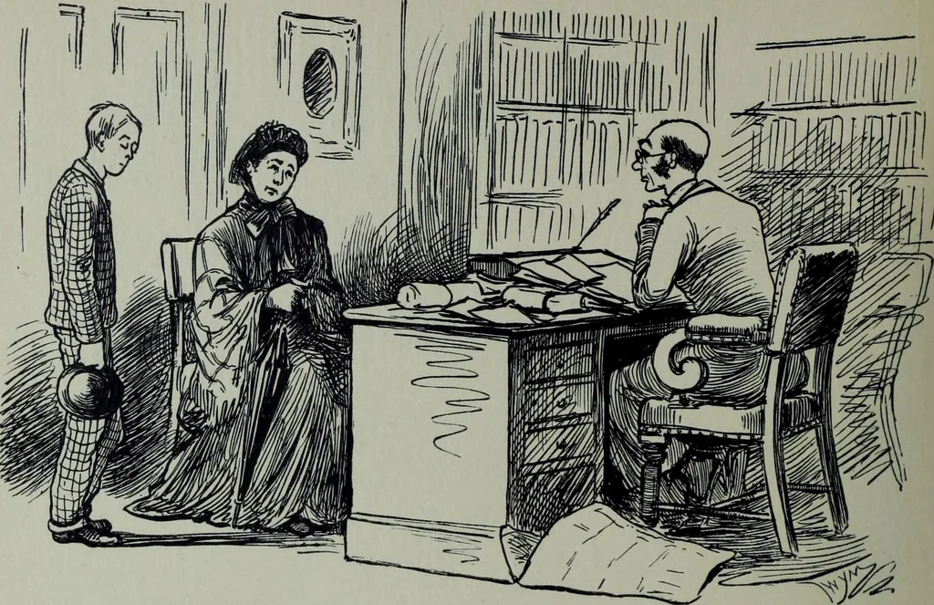 An illustration from Glasgow men and women, their children and some strangers within their gates : a selection from the sketches of Twym / by A.S. Boyd, 1905, leaf 233