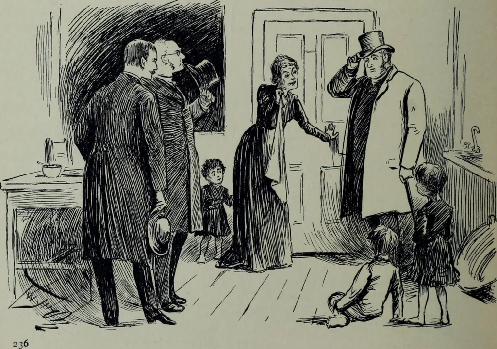An illustration from Glasgow men and women, their children and some strangers within their gates : a selection from the sketches of Twym / by A.S. Boyd, 1905, leaf 241