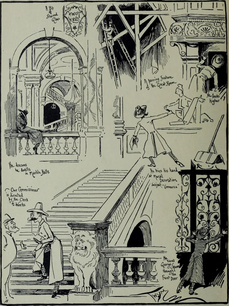 An illustration from Glasgow men and women, their children and some strangers within their gates : a selection from the sketches of Twym / by A.S. Boyd, 1905, leaf 29