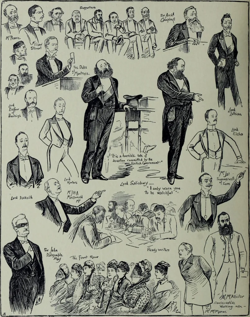 An illustration from Glasgow men and women, their children and some strangers within their gates : a selection from the sketches of Twym / by A.S. Boyd, 1905, leaf 69