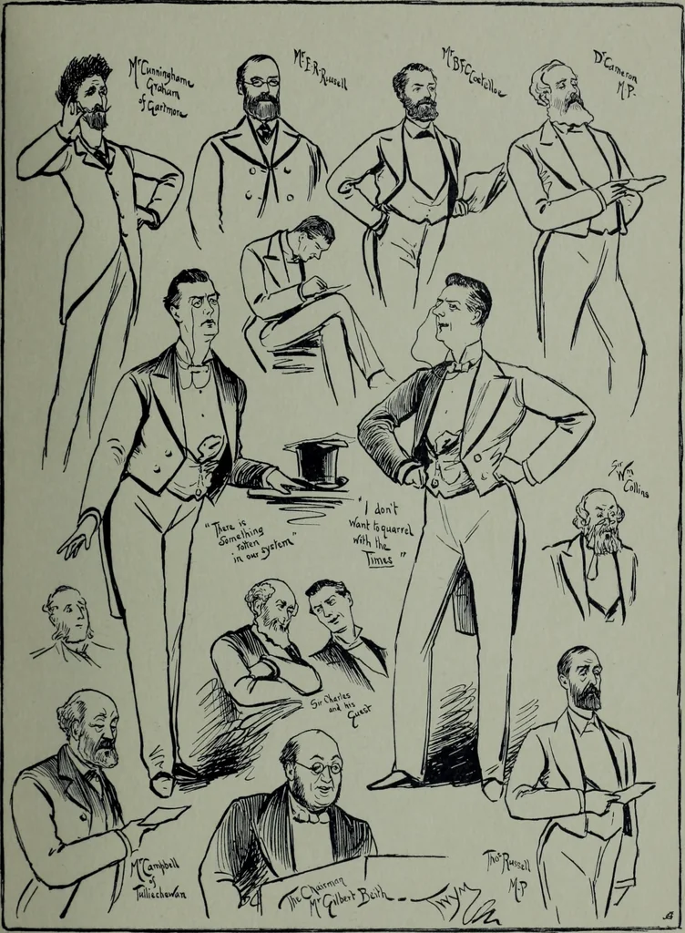An illustration from Glasgow men and women, their children and some strangers within their gates : a selection from the sketches of Twym / by A.S. Boyd, 1905, leaf 72