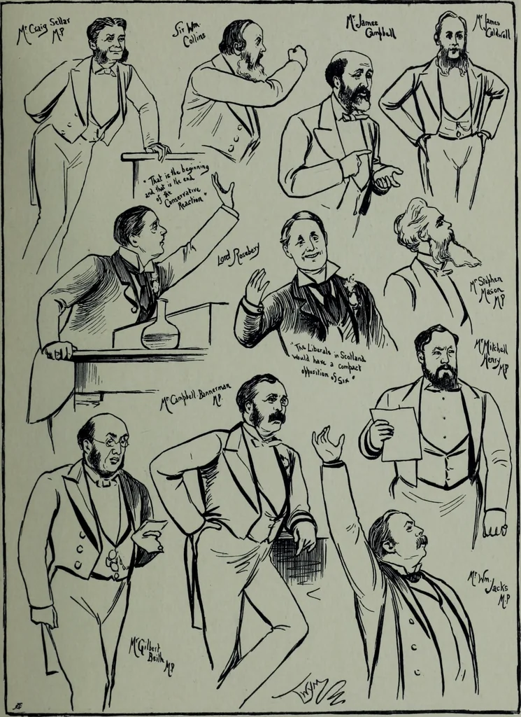 An illustration from Glasgow men and women, their children and some strangers within their gates : a selection from the sketches of Twym / by A.S. Boyd, 1905, leaf 76