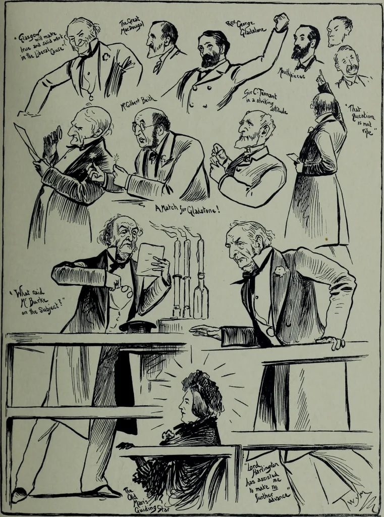 An illustration from Glasgow men and women, their children and some strangers within their gates : a selection from the sketches of Twym / by A.S. Boyd, 1905, leaf 80