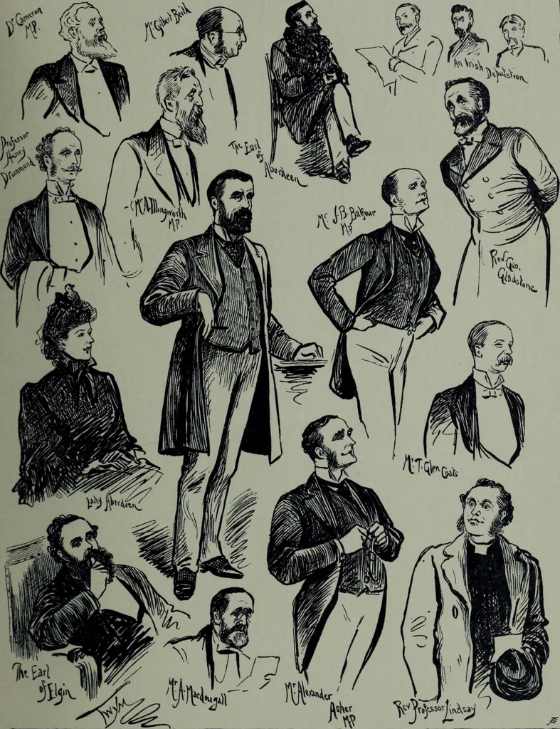 An illustration from Glasgow men and women, their children and some strangers within their gates : a selection from the sketches of Twym / by A.S. Boyd, 1905, leaf 84
